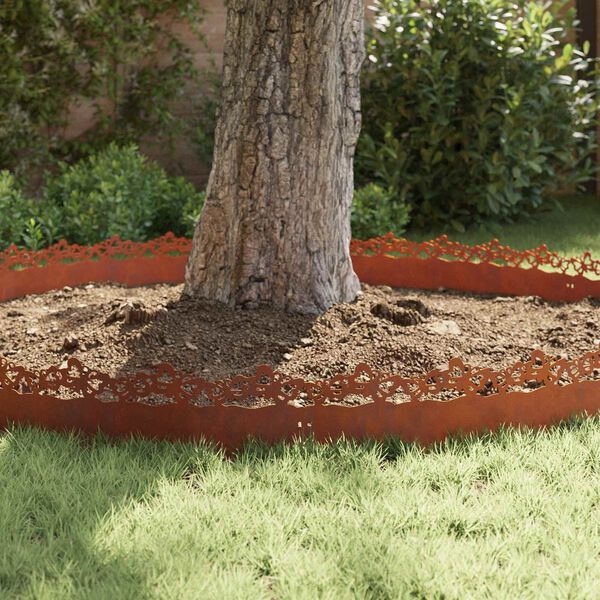 vidaXL Bordures de pelouse 30 pcs Rouill&eacute; 103 x 0,05 x 22 cm