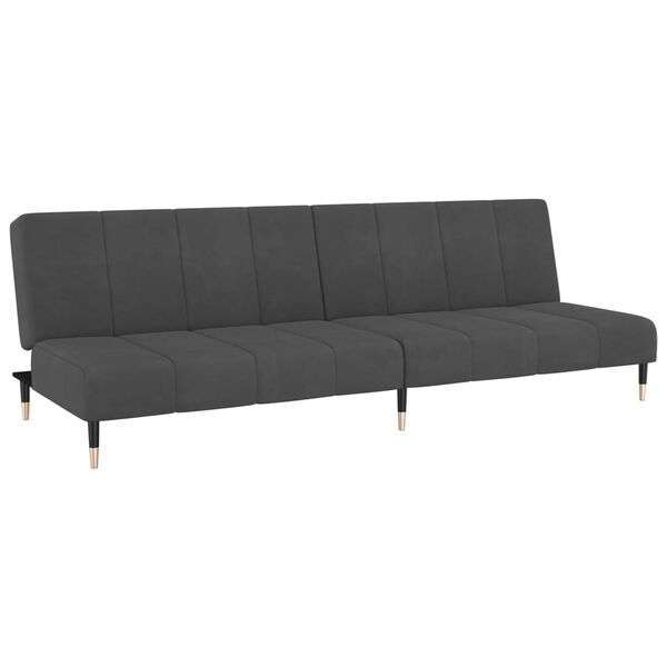 vidaXL Canap&eacute;-lit &agrave; 2 places gris fonc&eacute; velours