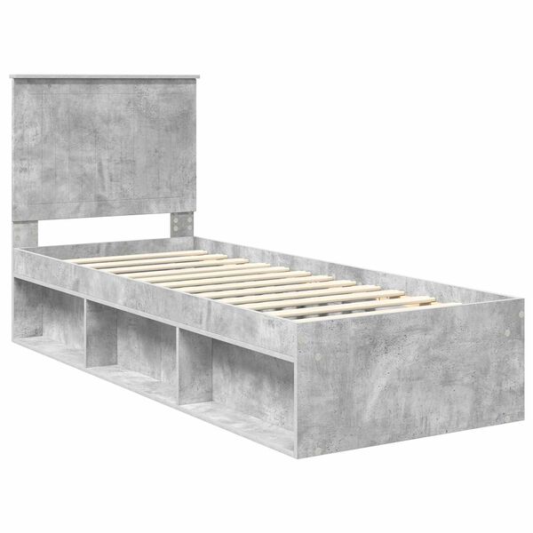 vidaXL Cadre de lit Gris B&eacute;ton 75 x 190 cm Bois de pin massif
