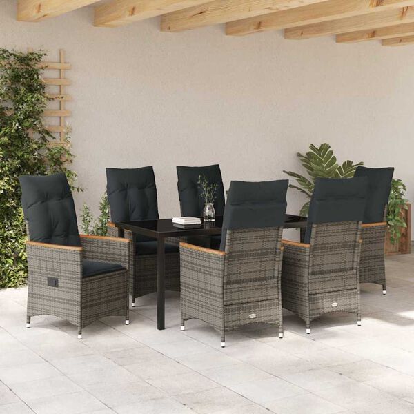 vidaXL Ensemble de salle &agrave; manger pour jardin 7 pcs Gris polyrotin