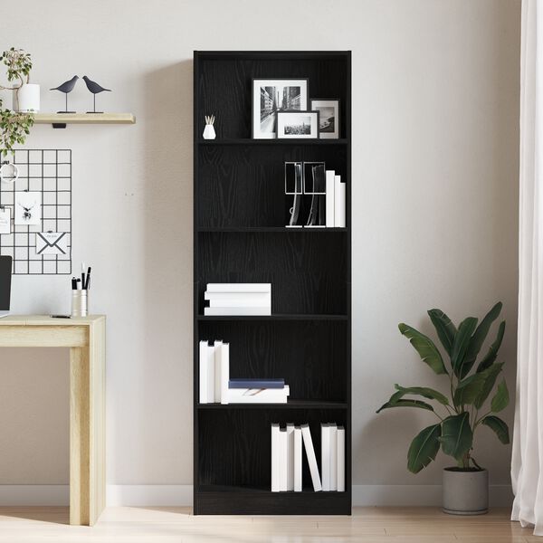 vidaXL &Eacute;tag&egrave;re Ch&ecirc;ne noir 60 x 24 x 176 cm Bois d'ing&eacute;nierie