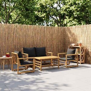 vidaXL Salon de jardin 4 pcs avec coussins Bambou