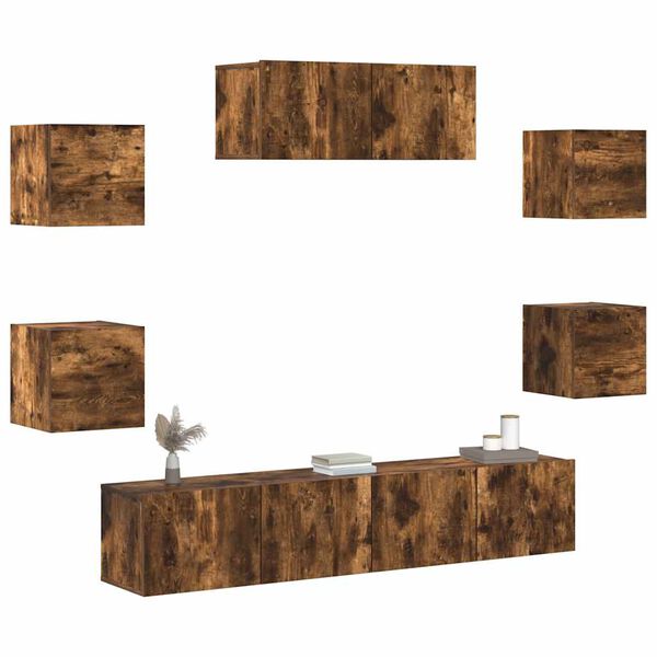 vidaXL Ensemble de meubles TV 7 pcs Ch&ecirc;ne fum&eacute; Bois d'ing&eacute;nierie