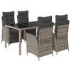 vidaXL Ensemble &agrave; manger de jardin 5 pcs coussins gris r&eacute;sine tress&eacute;e