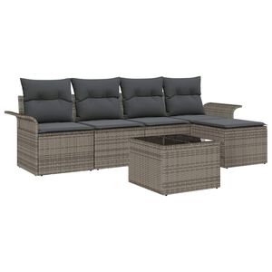 vidaXL Ensemble de canap&eacute; de jardin avec coussin 6 pcs Gris polyrotin