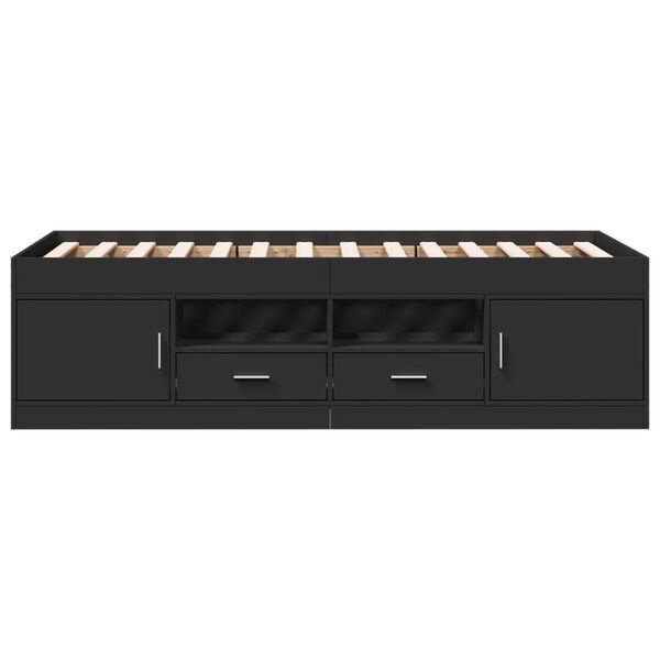 vidaXL Lit de jour avec tiroirs sans matelas noir 90x190 cm