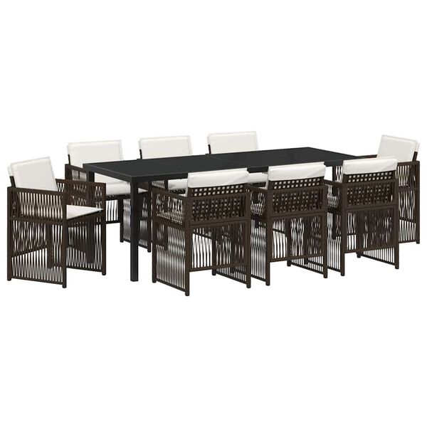 vidaXL Ensemble de salle &agrave; manger pour jardin 9 pcs Marron