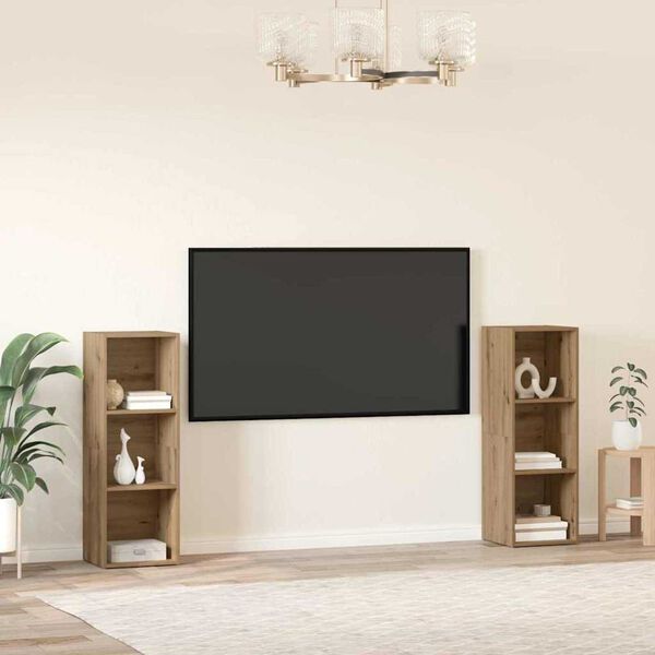 vidaXL Ensemble meuble TV 2 pcs Ch&ecirc;ne artisanal 107 x 35 x 37 cm