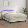 vidaXL Sommier &agrave; lattes de lit avec matelas et LED Cr&egrave;me 140x200 cm