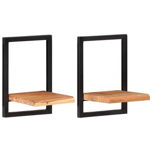 vidaXL &Eacute;tag&egrave;res murales 2 pcs 25x25x35 cm Bois d'acacia et acier