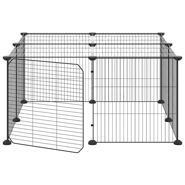 vidaXL Cage animaux de compagnie à 12 panneaux et porte Noir 35x35 cm