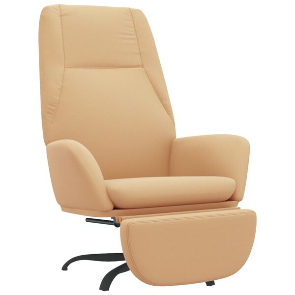vidaXL Chaise de relaxation avec repose-pied Cr&egrave;me Tissu microfibre
