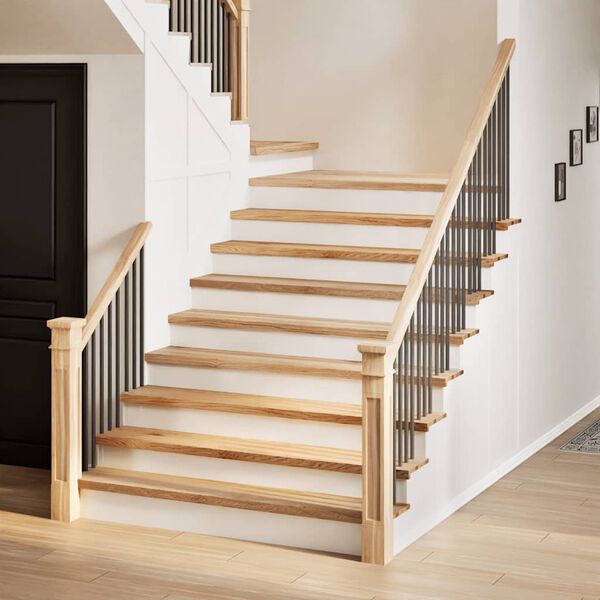 vidaXL Marches d'escalier 2 pcs non trait&eacute; bois de ch&ecirc;ne massif