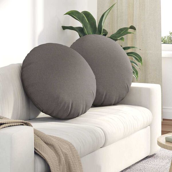 vidaXL Coussins de si&egrave;ge 2 pcs Taupe &Oslash;80 x 29 cm tissu