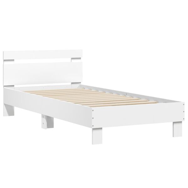 vidaXL Cadre de lit sans matelas avec t&ecirc;te de lit blanc 90x200 cm