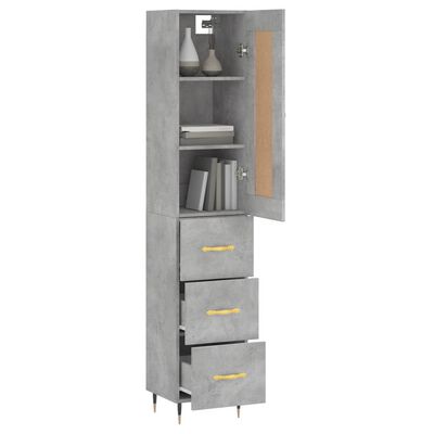 vidaXL Buffet haut Gris béton 34,5x34x180 cm Bois d'ingénierie