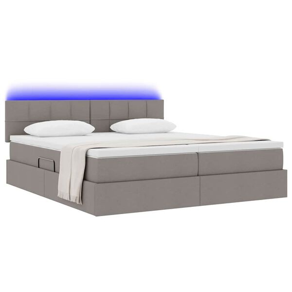 vidaXL Lit avec des lumi&egrave;res &agrave; LED Taupe 200 x 200 cm tissu
