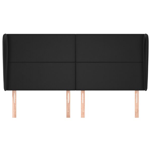 vidaXL T&ecirc;te de lit avec oreilles Noir 183x23x118/128 cm Similicuir