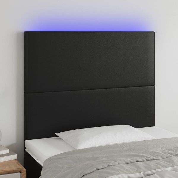 vidaXL T&ecirc;te de lit &agrave; LED Noir 100x5x118/128 cm Similicuir
