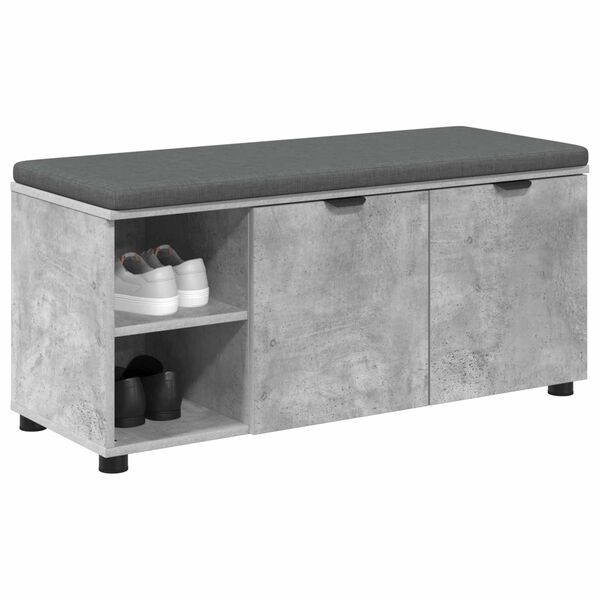 vidaXL Banc d'entr&eacute;e avec coussin Uni Gris b&eacute;ton 100 x 38 x 46 cm
