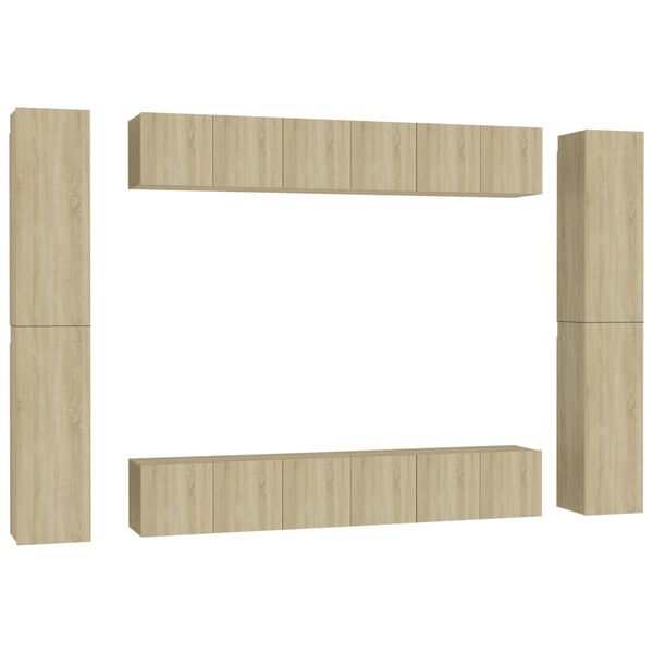 vidaXL Ensemble de meubles TV 10 pcs Ch&ecirc;ne sonoma Bois d'ing&eacute;nierie