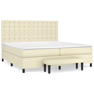vidaXL Sommier &agrave; lattes de lit avec matelas Cr&egrave;me 200x200cm Similicuir