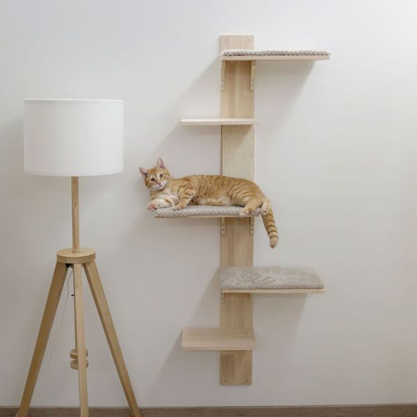 Kerbl Arbre &agrave; chat Timber Wall 150 cm Naturel et taupe
