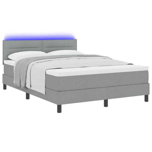 vidaXL Lit &agrave; ressorts avec matelas Gris clair 140 x 190 cm tissu