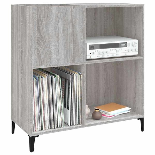vidaXL Armoire &agrave; disques sonoma gris 84,5x38x89 cm bois d'ing&eacute;nierie