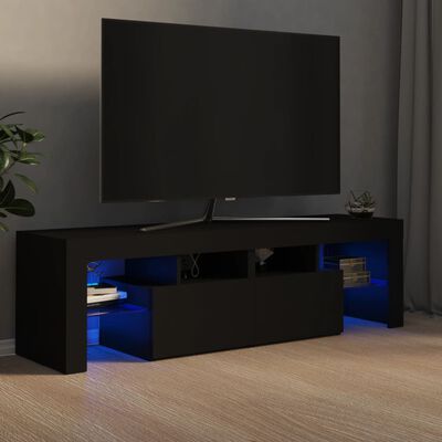 vidaXL Meuble TV avec lumières LED Noir 140x36,5x40 cm
