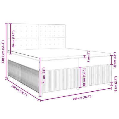 vidaXL Sommier à lattes de lit avec matelas Gris clair 200x200cm Tissu