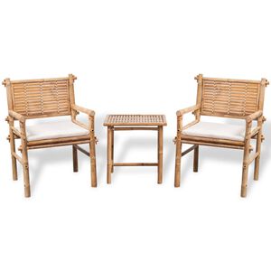 vidaXL Mobilier de bistro 3 pcs avec coussins Bambou