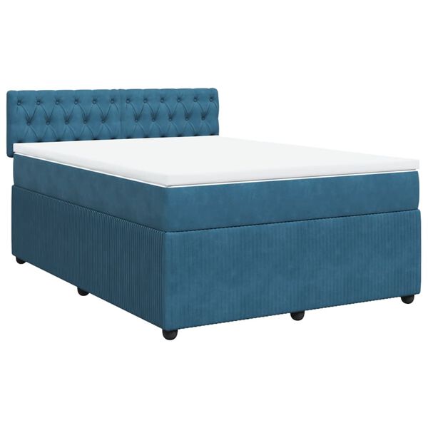 vidaXL Sommier &agrave; lattes de lit et matelas bleu 140x200 cm velours