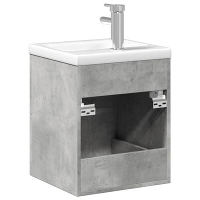 vidaXL Armoire lavabo de salle de bain avec bassin intégré gris béton