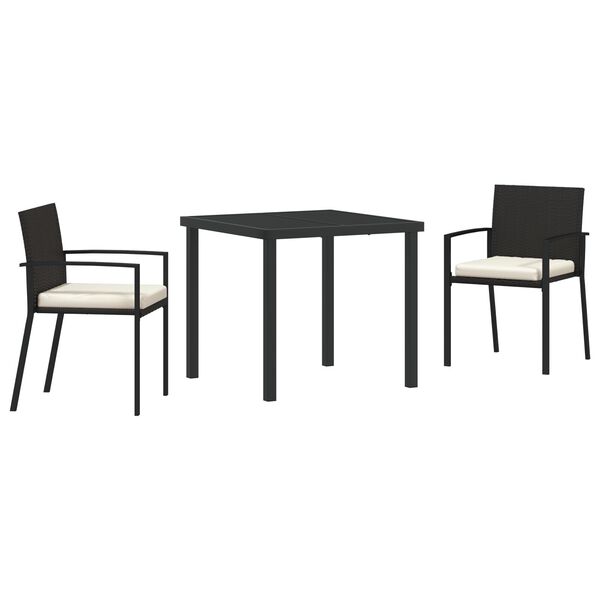 vidaXL Ensemble de salle &agrave; manger pour jardin 7 pcs Noir