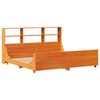 vidaXL Lit biblioth&egrave;que sans matelas cire marron 200x200cm bois massif
