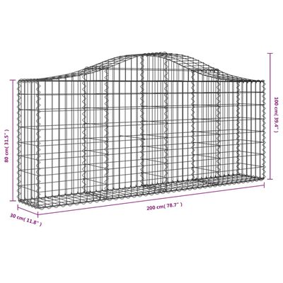 vidaXL Paniers à gabions arqués 7 pcs 200x30x80/100 cm Fer galvanisé