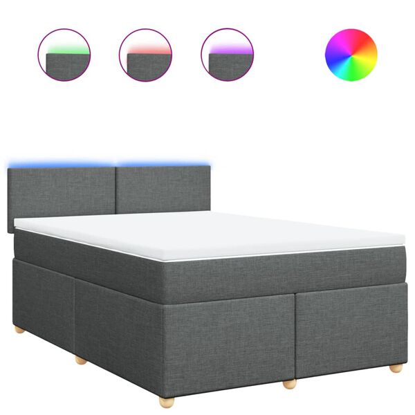 vidaXL Sommier &agrave; lattes de lit avec matelas Gris fonc&eacute; 140x200cm Tissu
