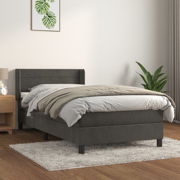 vidaXL Sommier &agrave; lattes de lit avec matelas Gris fonc&eacute; 100x200 cm