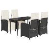 vidaXL Ensemble &agrave; manger de jardin coussins 5pcs Noir R&eacute;sine tress&eacute;e