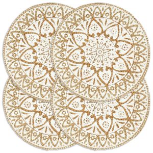 vidaXL Napperons 4 pcs Blanc 38 cm Rond Jute