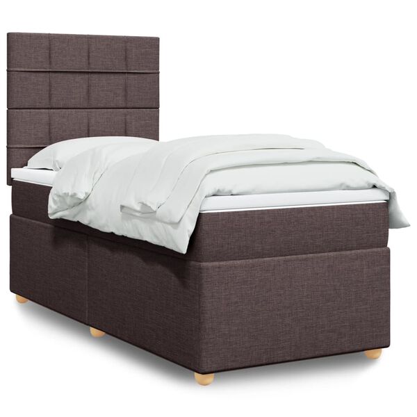 vidaXL Sommier à lattes de lit avec matelas Marron foncé 90x190 cm