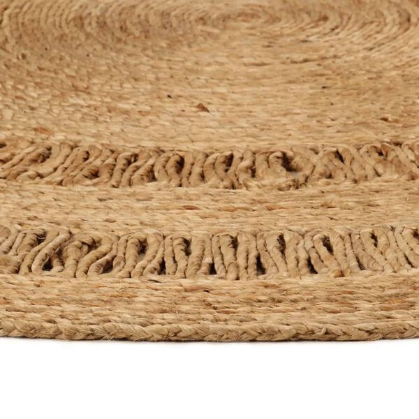 vidaXL Tapis Jute tress&eacute; &agrave; la main 90 cm Rond