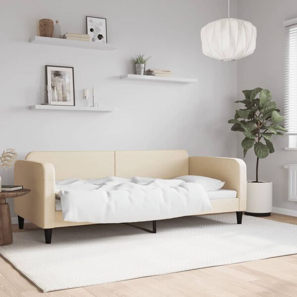 vidaXL Lit de repos sans matelas cr&egrave;me 90x200 cm tissu