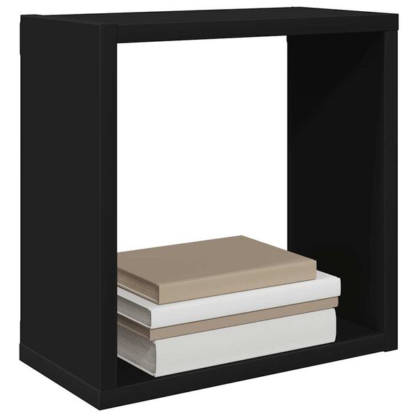 vidaXL &Eacute;tag&egrave;res cube murales 2 pcs noir 30x15x30 cm