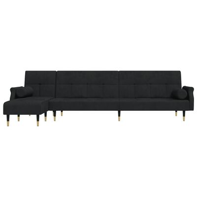 vidaXL Canapé-lit en forme de L noir 271x140x70 cm velours