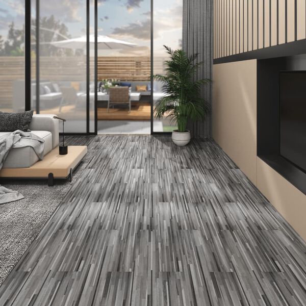 vidaXL Planches de plancher PVC Non auto-adh&eacute;sif 4,46 m&sup2;3 mm Gris ray&eacute;