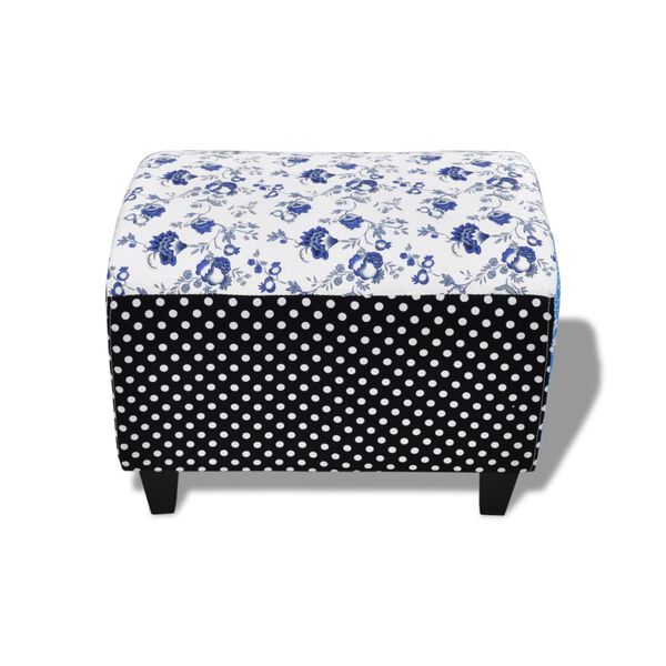 vidaXL Repose-pied Design avec patchwork Bleu et blanc
