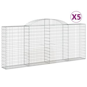 vidaXL Paniers &agrave; gabions arqu&eacute;s 5 pcs 300x30x120/140 cm fer galvanis&eacute;
