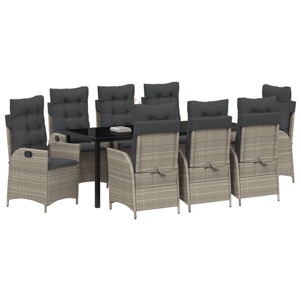 vidaXL Ensemble de salle &agrave; manger pour jardin 9 pcs Gris clair